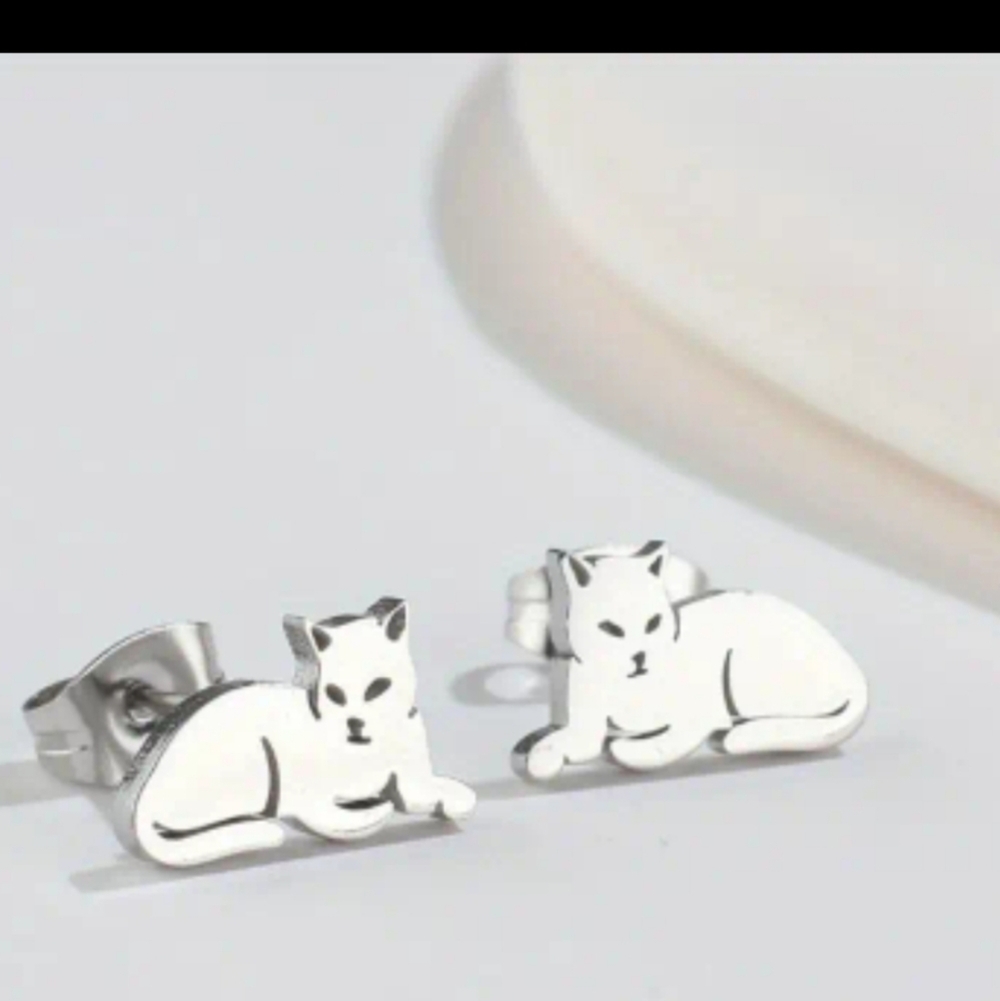 Cat Stainless Steel Earrings
